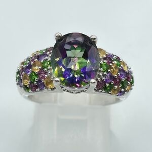 Rare Designer Signed Kit Heath Estate Kaleidescope Topaz Multi Gemstone Ring